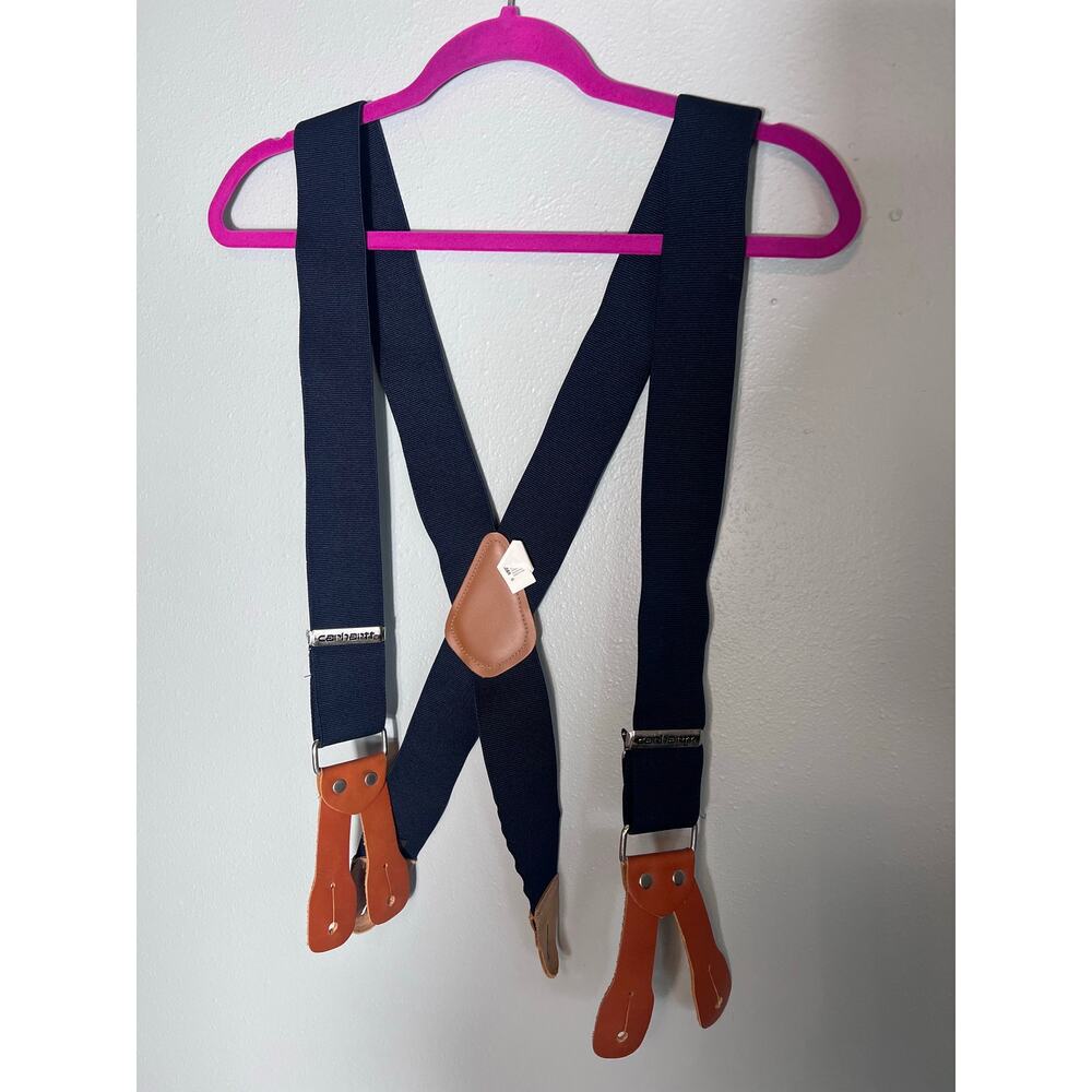 Carhartt Suspenders 2” Button Utility Leather Rugged Navy 46” Length Workwear